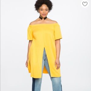 Yellow off the shoulder tunic with vent